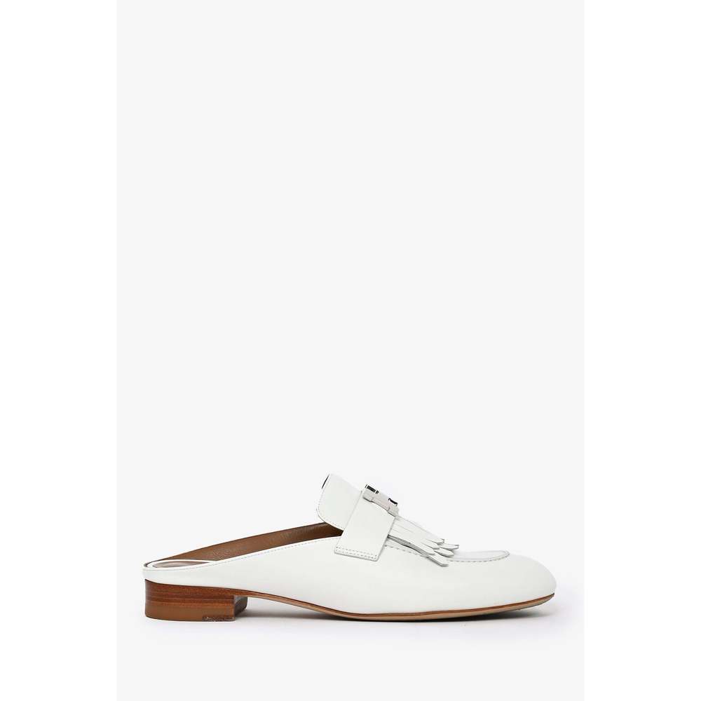Hermès White Leather Rivoli Mules Size 37